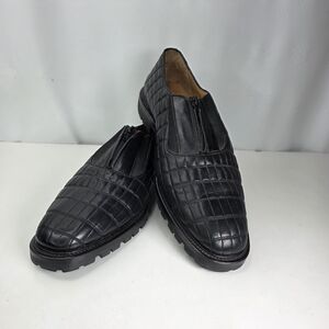Mezlan Black Leather Front Zip Shoes Men's Size 10 1/2 Made in Spain.